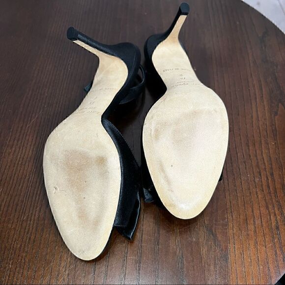 KATE SPADE satin sling back sandals with rhinestones and bow 7.5 euc - Picture 6 of 10